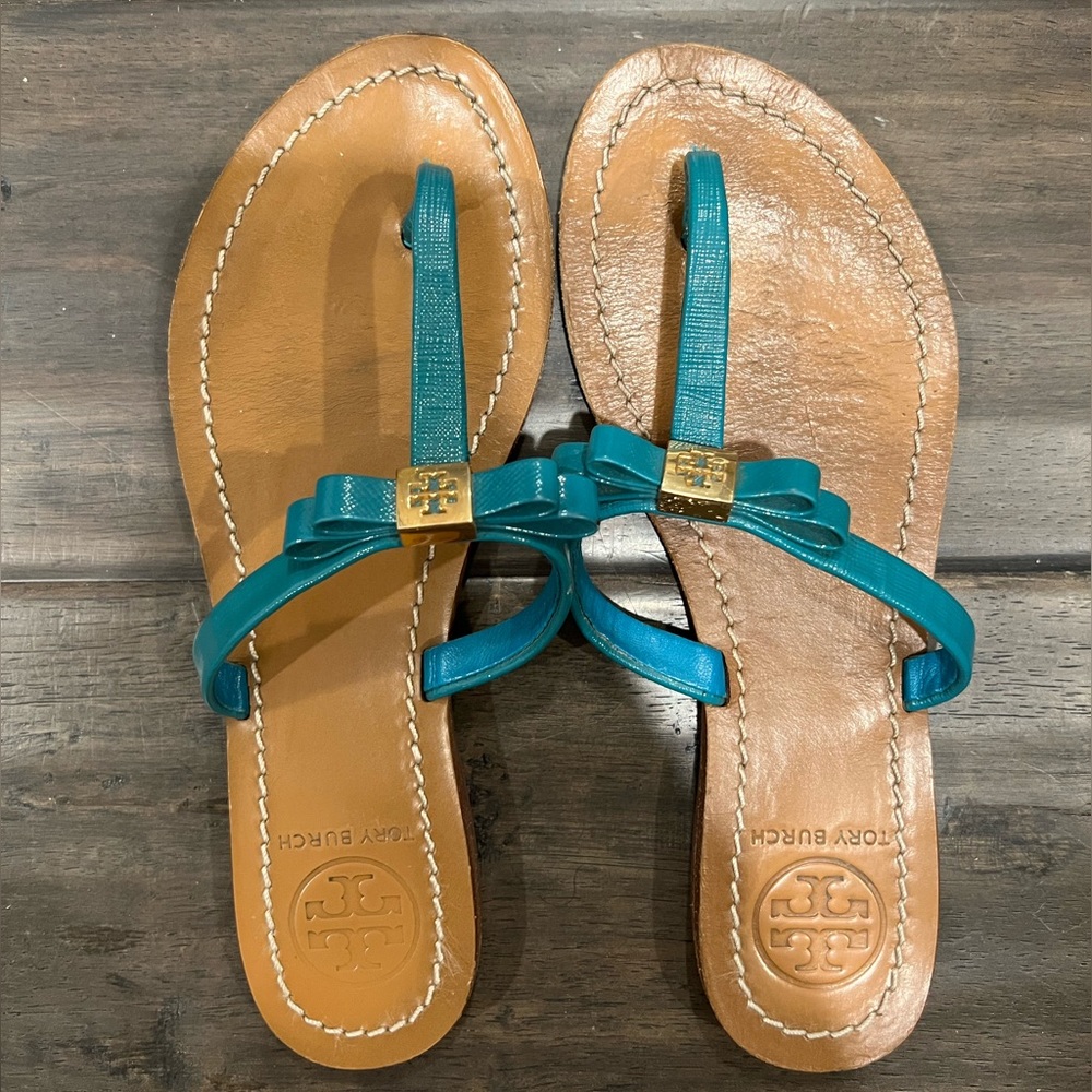 Tory Burch turquoise leather sandals size 6